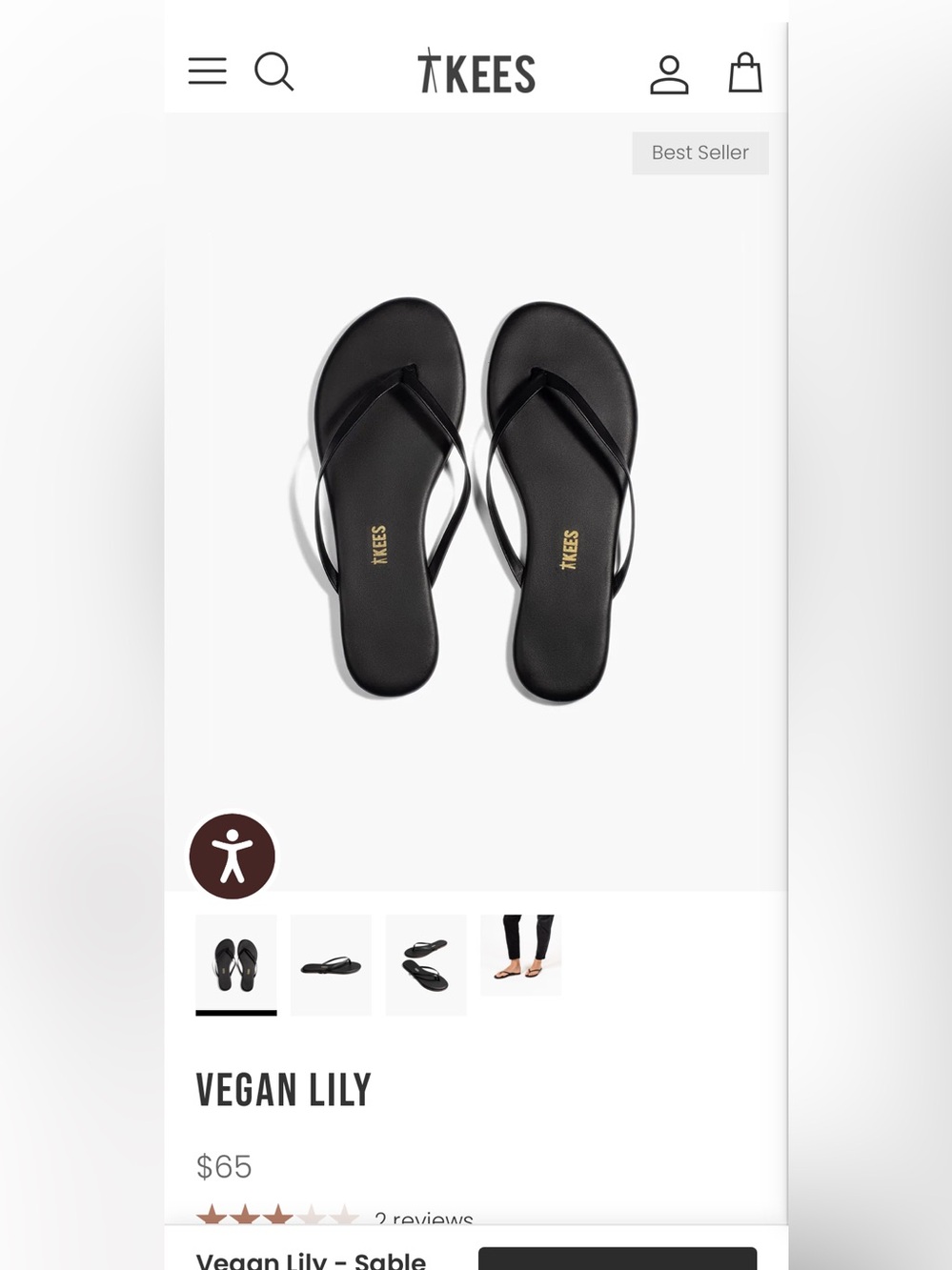 TKEES Black Vegan Lily Flip Flops